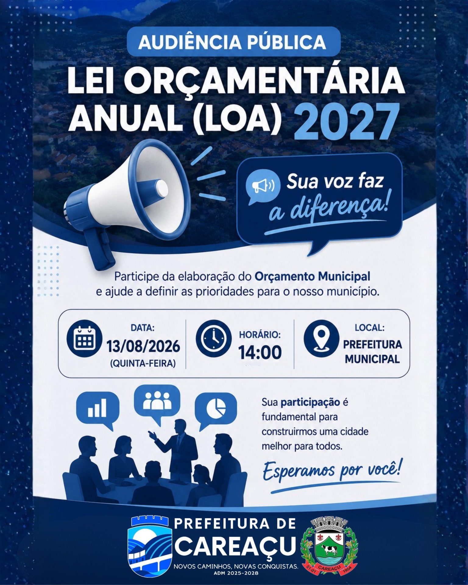 📢​Prefeitura de Careaçu convida a população para a Audiência Pública da LOA 2027